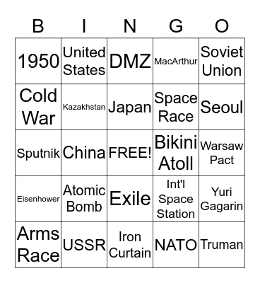 Cold War Bingo Card