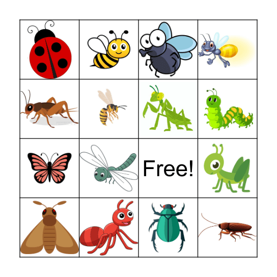 Playing Card Insect Insect Bingo Card