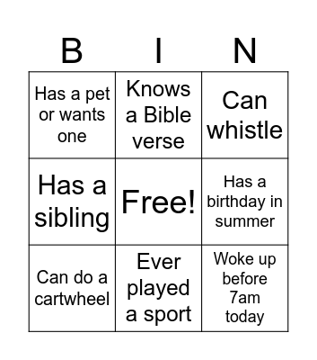 Human Bingo Card