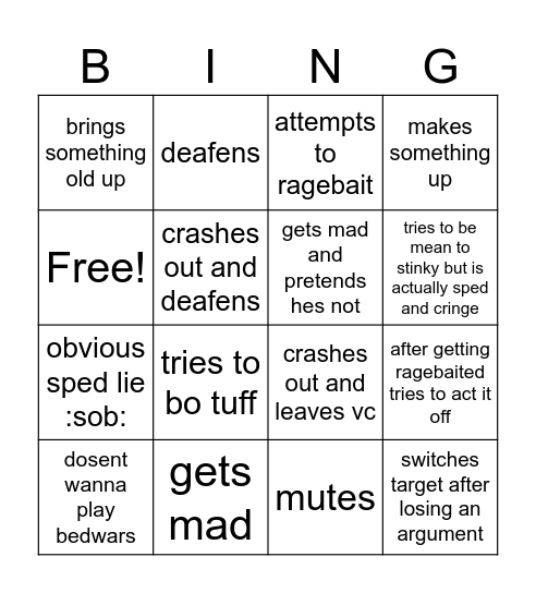 quixy kankan crashout bingo Card
