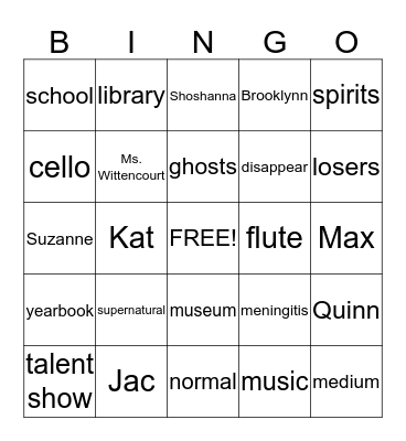 Suddenly Supernatural Bingo Card