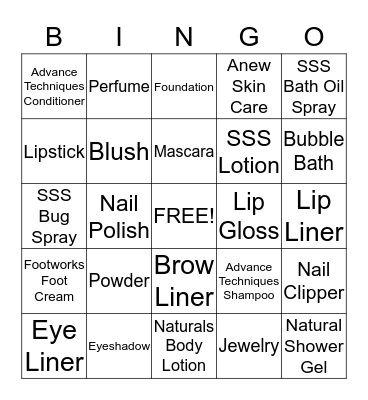 Avon Bingo Card