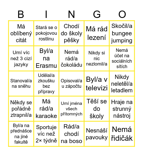 Letní škola wiki Bingo Card