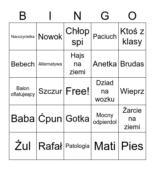 Dzień kw bingo Card
