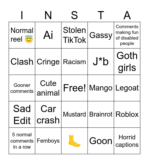 Reels bingo Card