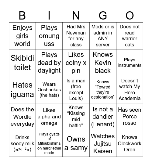 ARE YOU A SIGMA??? Bingo Card