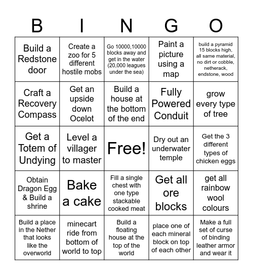 BingoCraft Bingo Card