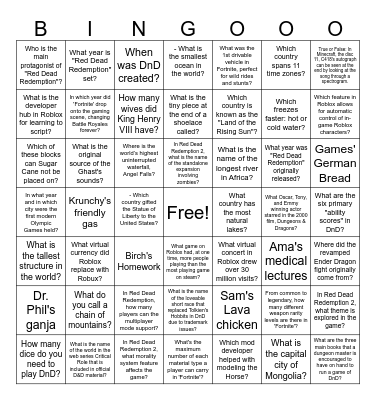 IgNight Bingo Card