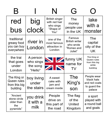 Get to know the UK! Bingo Card