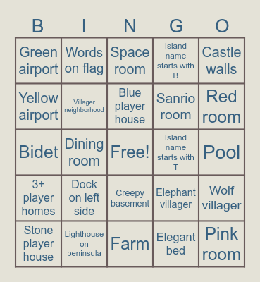 Dream Address Bingo! Bingo Card