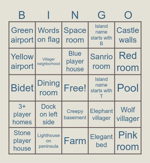 Dream Address Bingo! Bingo Card