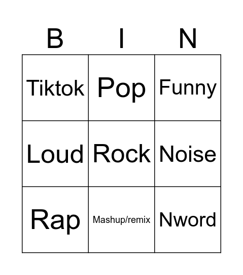 TikTok sound bingo Card