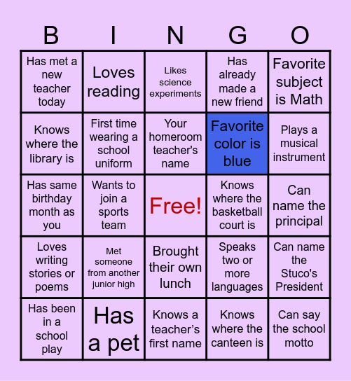 QCA MM1 Orientation Bingo Card