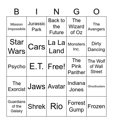 ♫  Movie Theme Songs  ♫ Bingo Card