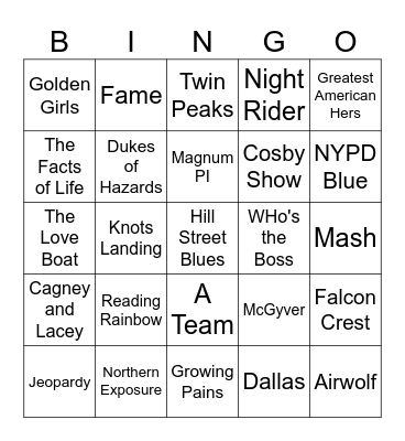 Tv Theme Songs Bingo Card