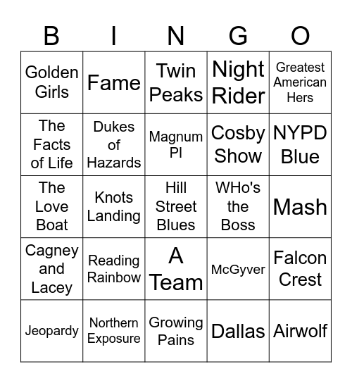 Tv Theme Songs Bingo Card