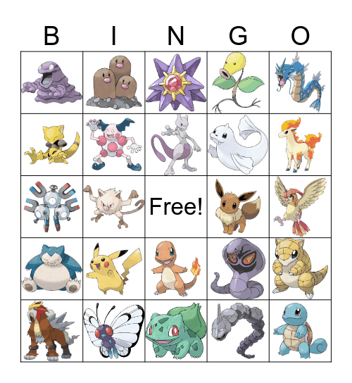 Pokemon Bingo Card