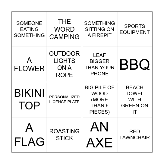 PEPPER'S CAMPING SCAVENGER HUNT! Bingo Card