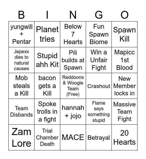 LIFESTEAL SEASON 7 LAUNCH Bingo Card