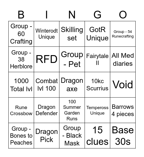 GIMP Bingo Card