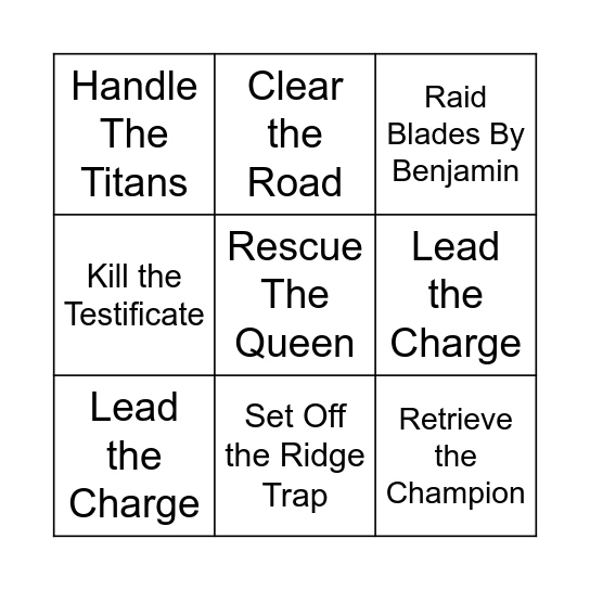 The Battle of Icekeep Bingo Card