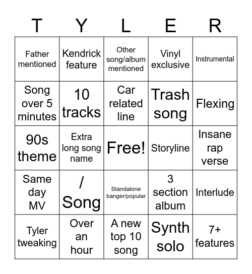 DON'T TAP THE GLASS Bingo Card