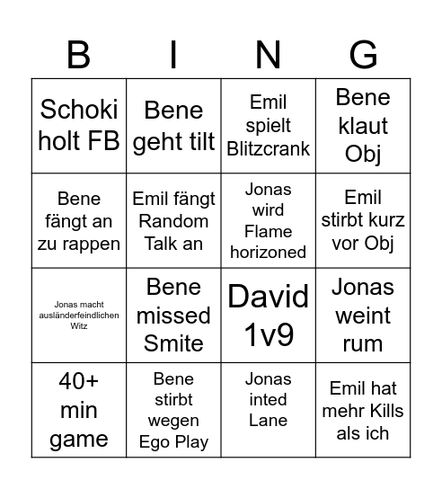 ZWK Bingo Card