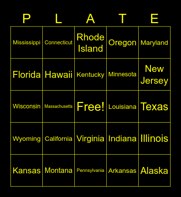 Lion's license plate bingo Card