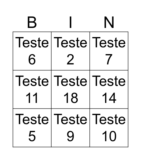 Teste de Bingo Card