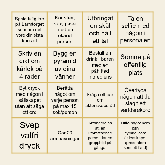 Tors svensexa Bingo Card