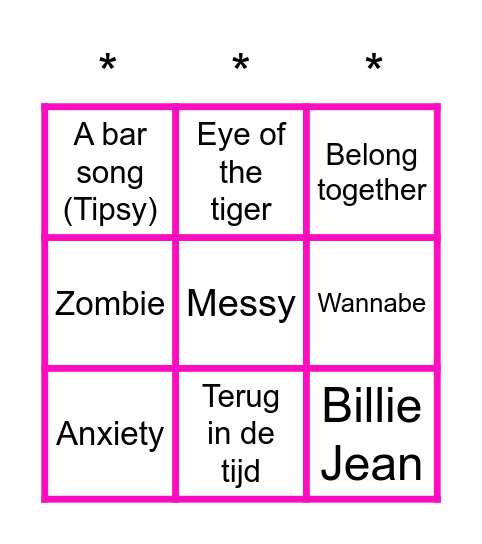 Muziek bingo Card