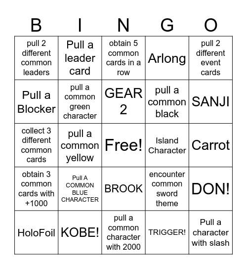 One Piece Bingo Card