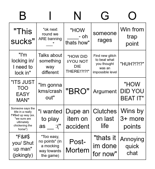 ultimate chicken horse bingo for with friends Bingo Card