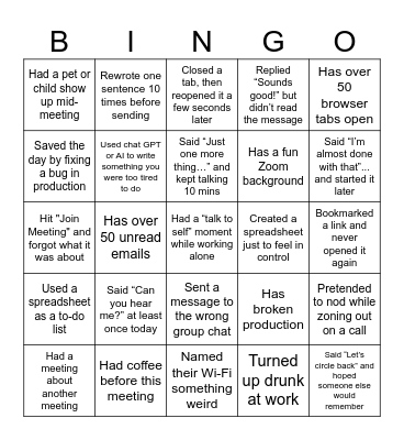 Booking gang Bingo Card