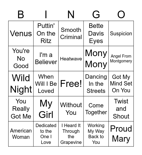 Covers Bingo Card