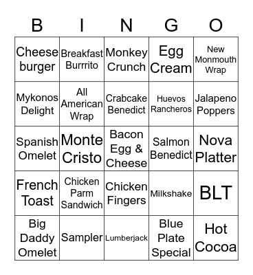 Brunch Bingo Card