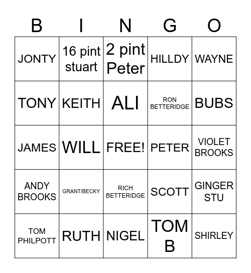 REGULARS FISH BINGO Card