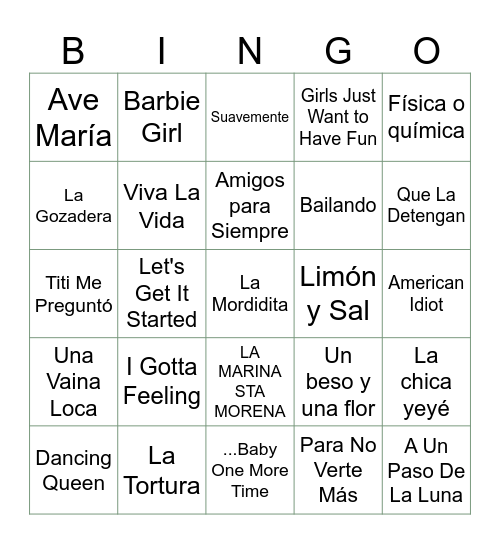 Teresa & Jordi Bingo Card