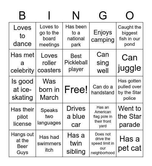 Heron River Bingo Card