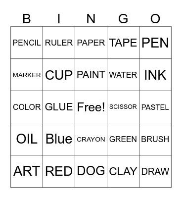 Art Camp Bingo Card