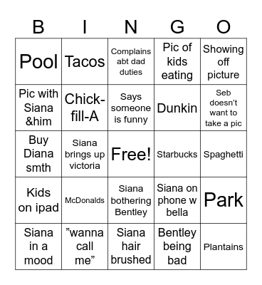 IVAN BINGO DAD WEEK Bingo Card