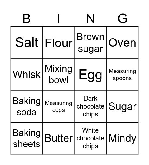Cookie baking fun! Bingo Card