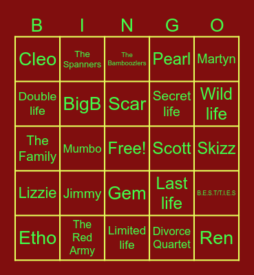 LIFE SERIES BINGO Card