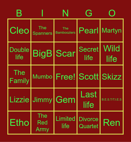 LIFE SERIES BINGO Card