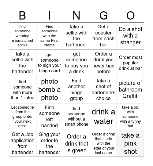 Girls trip BINGO Card