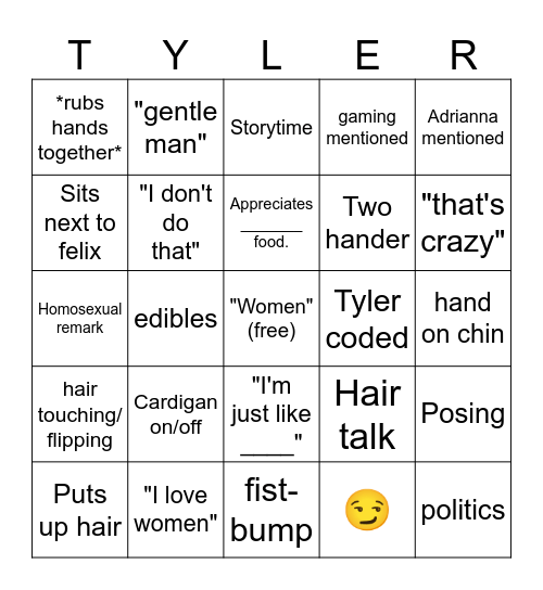 Tyler Bingo Card