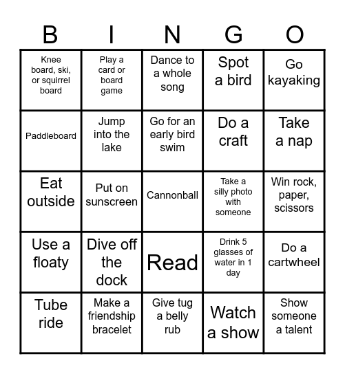 Cowichan Lake Bingo Card