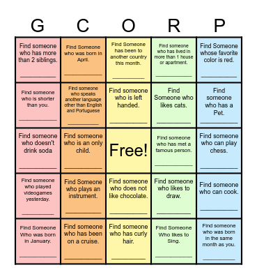 Find Someone Who... Bingo Card