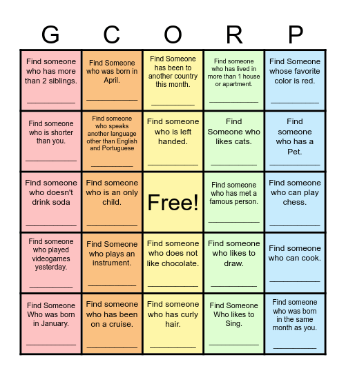 Find Someone Who... Bingo Card