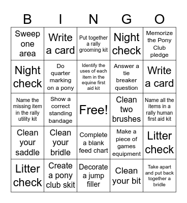 Cobbett Camp Bingo! Bingo Card